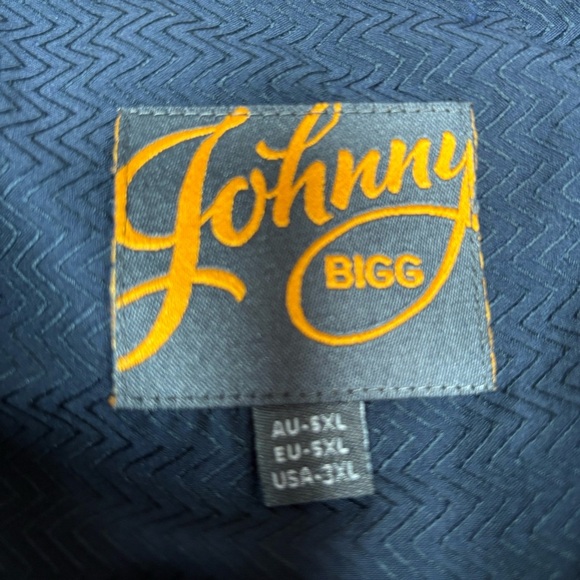 Johnny Bigg Mens Navy Textured Chevron Print Short Sleeve Button Front | Size 5X - Picture 7 of 8